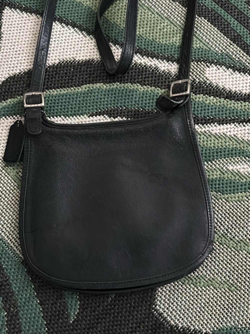 Coach Black Leather Crossbody Saddle Bag